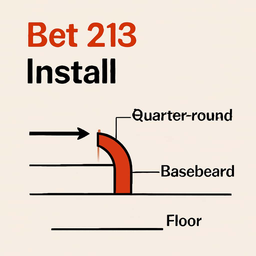 Illustration detailing Bet 213 installation steps.
