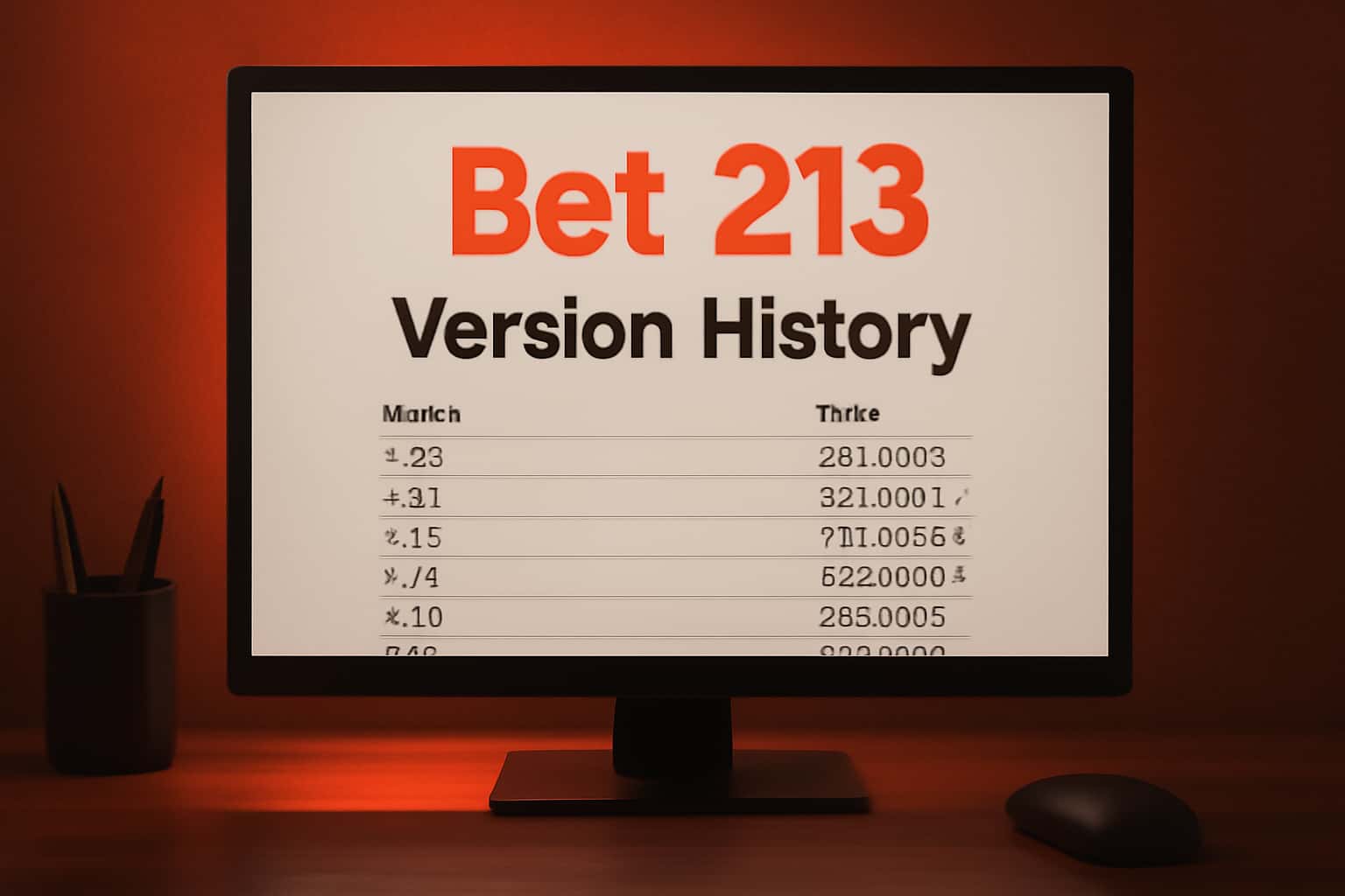 An informative scene showcasing the Bet 213 Version History with emphasis on app updates.