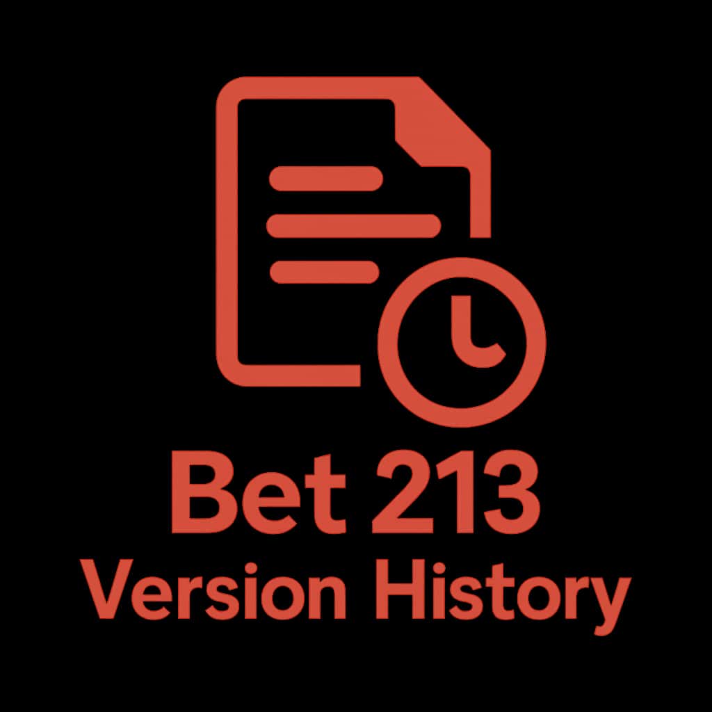 A badge icon for Bet 213 Version History, emphasizing its informative nature.
