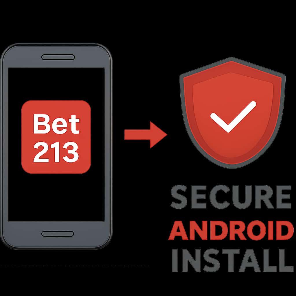 Diagram illustrating installation steps for Secure Bet 213 Android.