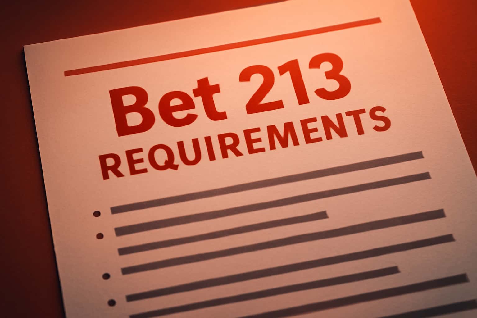 Informational scene about Bet 213 Requirements